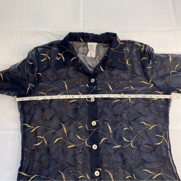 🚨FINAL OFFER Moda International Black Sheer Button Down Top Size Large - Picture 14 of 16